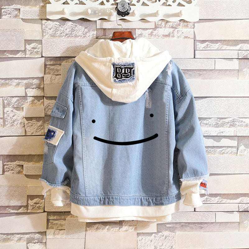Comic Denim Jacket Dreamwastaken Man and Woman Cartoon Denim Coat Top