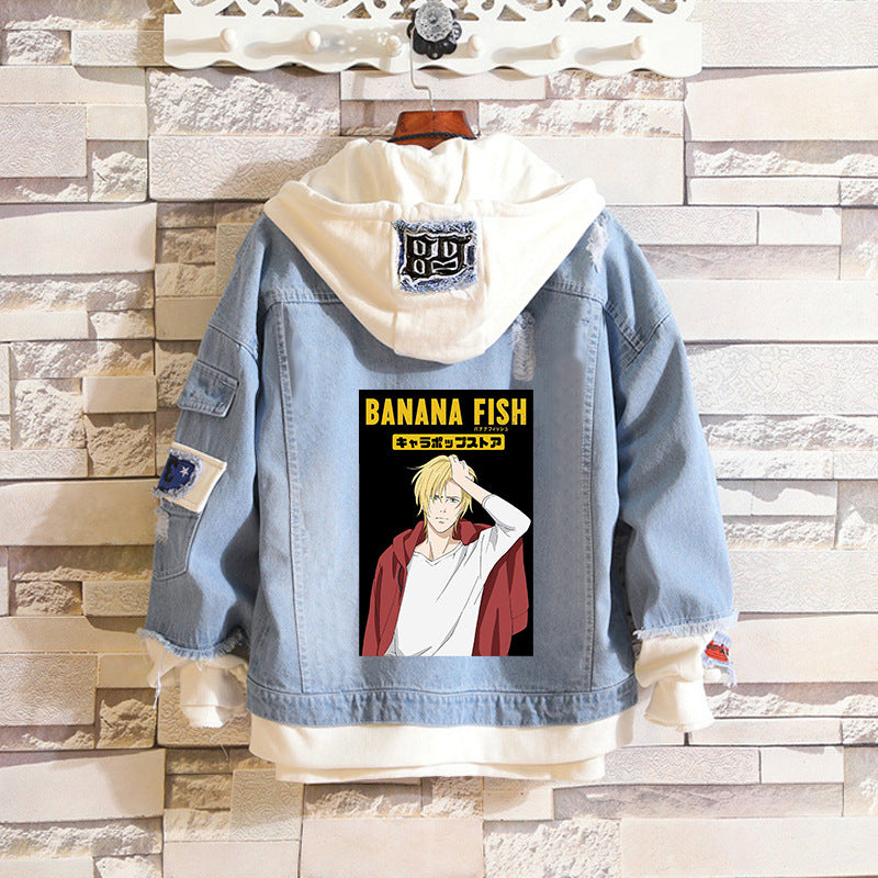 Comic Denim Jacket Male and Female Students Loose Sweater Denim Jacket