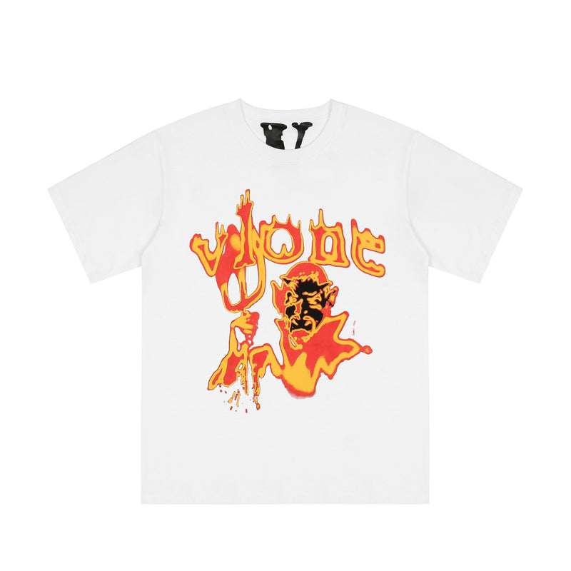 Skull Vlone Shirt Flame Covert One the Hades Factor Large V Print round Neck Loose Short Sleeves