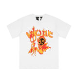 Skull Vlone Shirt Flame Covert One the Hades Factor Large V Print round Neck Loose Short Sleeves