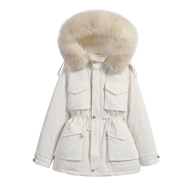 Women Winter Coats Puffer Jacket Down Coat Big Fur Collar Down Jacket Female Loose White Duck Down