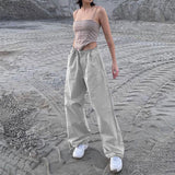 Julia Fox Low Rise Trousers Women's Street Style Solid Color Loose