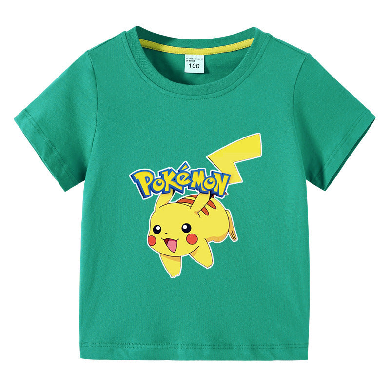 Children Pokemon Pikachu T Shirt Summer Clothing Short Sleeve T-shirt Leisure Sports