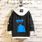 Comic Denim Jacket Men and Women Fashion Hooded Denim Jacket Spring and Autumn