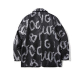 Men's Casual Suit Man Blzer Alphabet Graffiti Print Casual Suit Jacket Men's Loose Lapels Jacket Small Suit