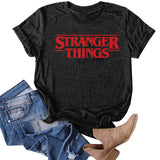 Stranger Things T Shirt Top round Neck Letter Print plus Size Cotton T-shirt