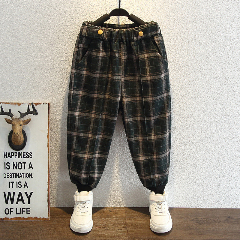 Toddler Boys Pants Boys Plaid Pants Leisure Sports