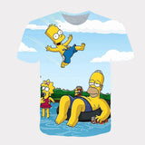 Homer Simpson Shirt Summer T-shirt Cartoon Printed round Neck Short Sleeve