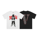 Fighting Demons Vlone T Shirt 999 Joint Character Printed Large V 3M Reflective Loose Short Sleeve T-shirt