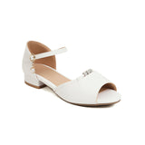 Flat Dress Sandals Summer Low Heel Peep Toe Buckle Sandals
