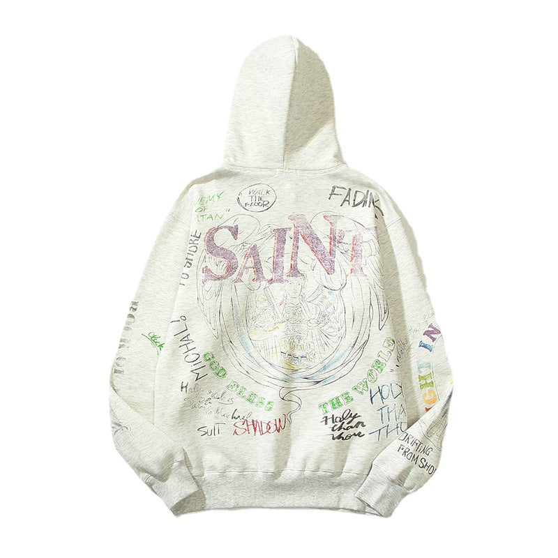 Grafitti Sweatshirts Autumn Winter and Spring Graffiti Loose Hooded Sweater