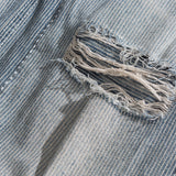 Men Shorts Summer Stripes Shorts Casual Straight-Leg Jeans Men