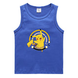 Children Pokemon Pikachu T Shirt Casual Sports Sweat-Absorbent Cotton Vest