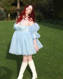 Marilyn Monroe Dress Spring and Summer Women's Clothing Puff Sleeve Dress