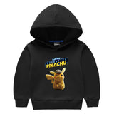Children Pokemon Pikachu Hoodie Autumn and Winter Boys and Girls Children Fleece-Lined Long Sleeve