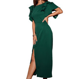 Cocktail Attire for Women Three-Dimensional Slim Design Sexy Slit Dress