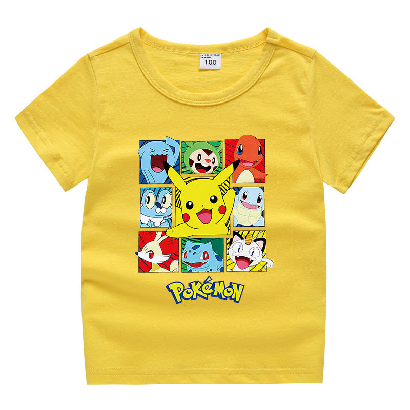Children Pokemon Pikachu T Shirt Children Summer Clothing Short Sleeve T-shirt Male