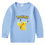 Children Pokemon Pikachu Hoodie Spring and Autumn Pikachu Bottoming Shirt Boys and Girls T-shirt