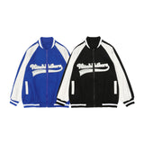 Baby Blue Varsity Jacket Vintage Klein Blue Letter Embroidered Baseball Uniform Coat