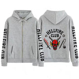 Stranger Things Hellfire Club Coat Printed Hooded Loose Zip Sweatshirt