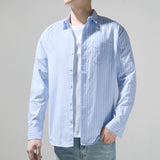 White Work Shirts Autumn and Winter White Spring and Autumn Square Collar Striped Youth Loose Cotton Shirt