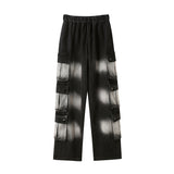 Man Fall Outfits Cargo Pants Gradient Multi-Pocket Workwear Jeans Men Loose-Fitting Wide-Leg Trousers
