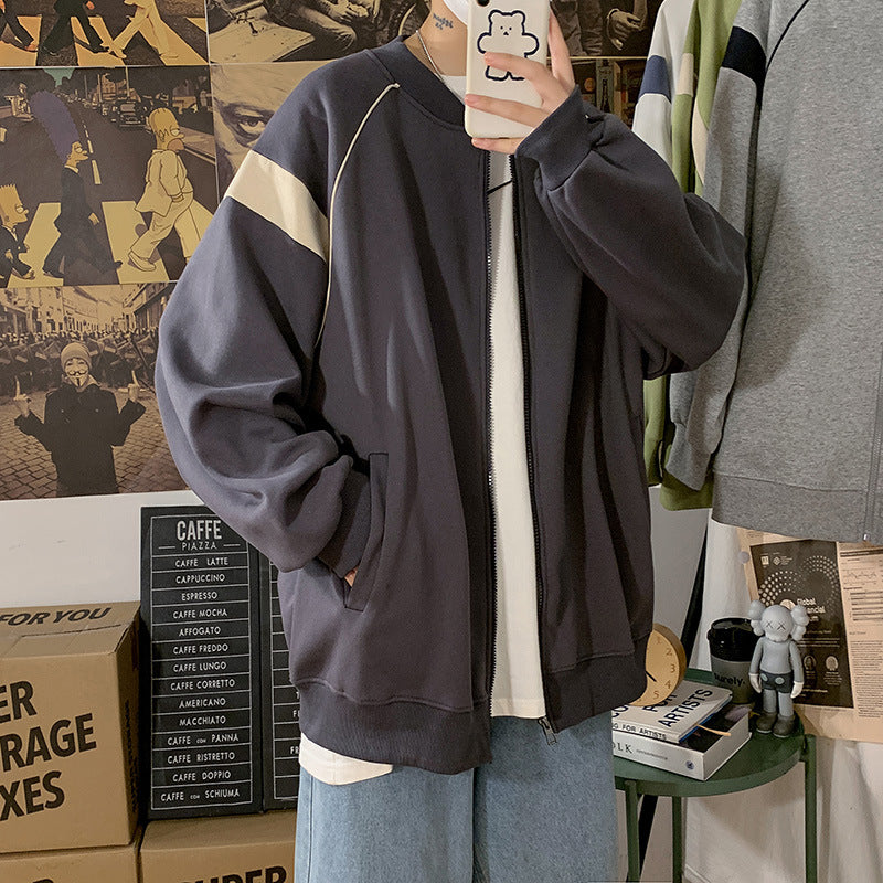 Jock Jacket Autumn Loose Student Men's Jacket Men's Jacket Casual Boys Cardigan Baseball Uniform