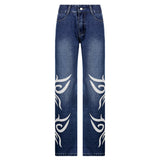 Julia Fox Low Rise Trousers Printed Loose Trousers Jeans
