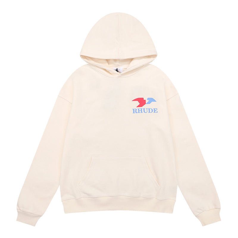 Rhude Hoodie Hip Hop Men's and Women's Terry Casual Hooded Sweater