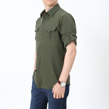 Men's Habit Shirts Spring Long Sleeve Shirt Men's Solid Color Short Sleeve Casual Men's