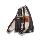 Varsity Jacket Vintage Autumn Baseball Uniform Campus Artistic Style Color Contrast Patchwork Jacket for Men