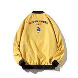 Yellow Varsity Jacket Autumn Hooded Loose Clothes Summer Crew Neck Coat