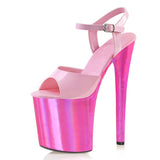 Hot Pink Heels Pink Solid Color High Heel Transparent Sandals Fish Mouth