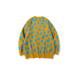 Mens Fall Outfits Vintage Color Matching Animal Jacquard round Neck Sweater Men's Loose Couple Casual Sweater