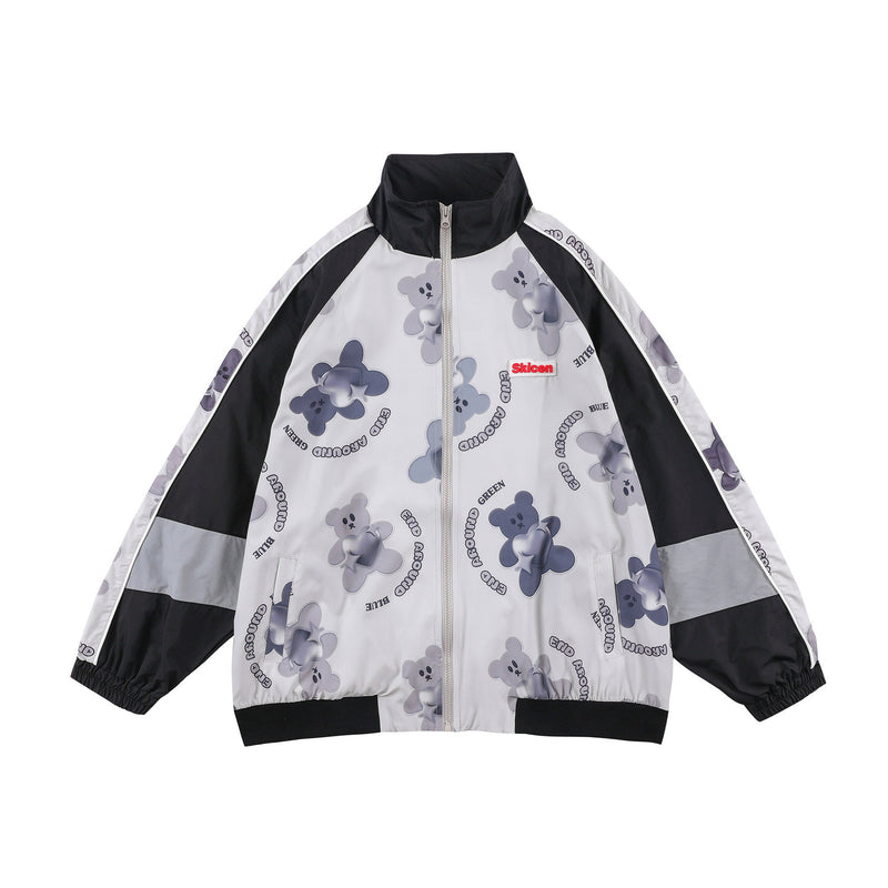 The Bears Varsity Jacket Autumn Bear Jacket Men's Stand Collar Loose Preppy Style Couple Coat