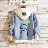 Comic Denim Jacket Dream Hooded Hoodie Long Sleeve Denim Jacket