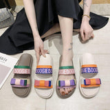 Women Open Toe Sandals Flats Plus Size Bow Platform Slippers Color Matching Casual Slippers