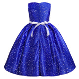 Toddler Girls Sequin Gown Dress Christmas Costume Girl's Gown Forged Cloth Dress Snowflake Princess Dress