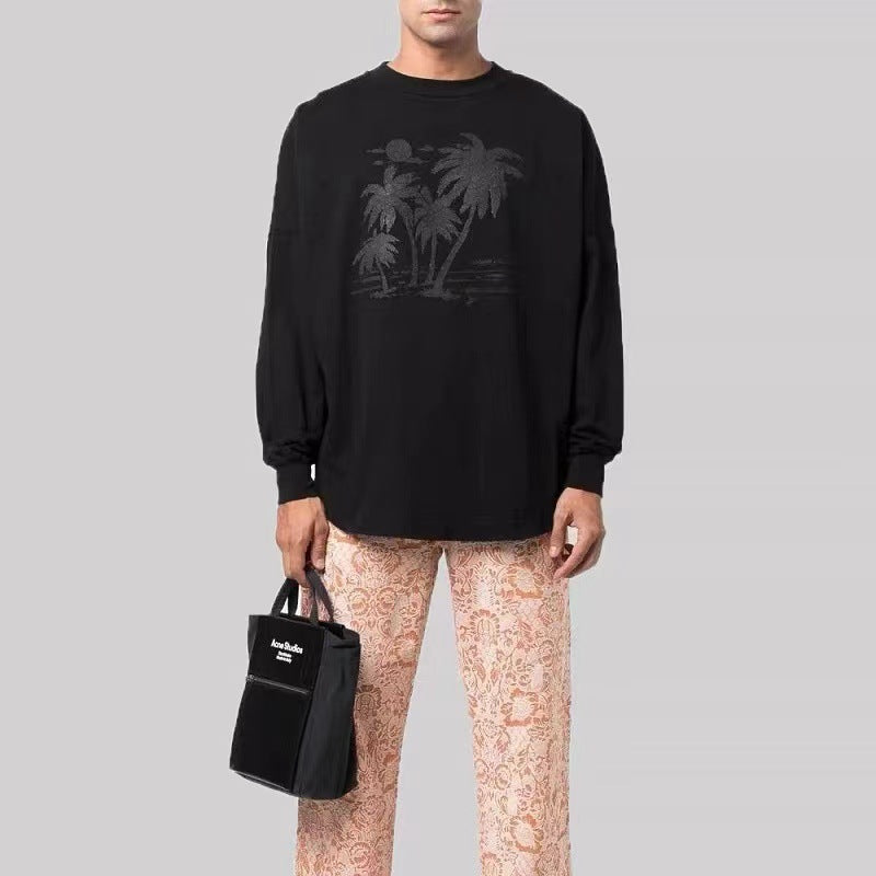 Palm Angels Sweatshirts Foam Floral Print Long Sleeve Pullover Men and Women