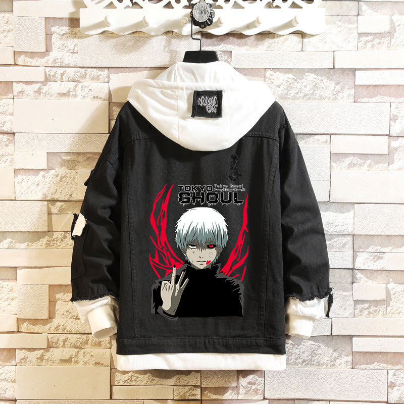 Comic Denim Jacket Men and Women Fashion Fall Winter Cowboy Sweater Coat Top