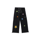 Man Fall Outfits Cargo Pants XINGX Embroidered Multi-Pocket Straight Cargo Pants Men and Women Couple Wide Leg Pants