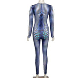 Summer Sexy Fashion Printed Long Sleeve Slim Casual Sports One-Piece Trousers For Women