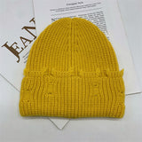 Toboggan Hat Autumn and Winter Knitted Woolen Cap Women's Warm Pullover Hat