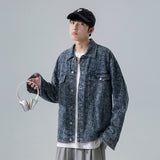 Denim Varsity Jacket Men's Autumn Jacquard Full Printed Loose Jacket