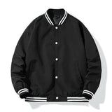White Varsity Jacket Spring Coat Men's and Women's Couple Thin Stand Collar Jacket Baseball Uniform