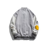 Varsity Jacket Vintage Men's Autumn Coat Campus Color Contrast Patchwork Youth Jacket