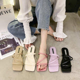 Women Open Toe Sandals Flats Summer Candy Color Fashion Flat Heel Slippers