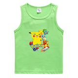 Children Pokemon Pikachu T Shirt Cotton Leisure Sports Sweat-Absorbent Vest