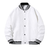 White Varsity Jacket Spring Coat Men's and Women's Couple Thin Stand Collar Jacket Baseball Uniform