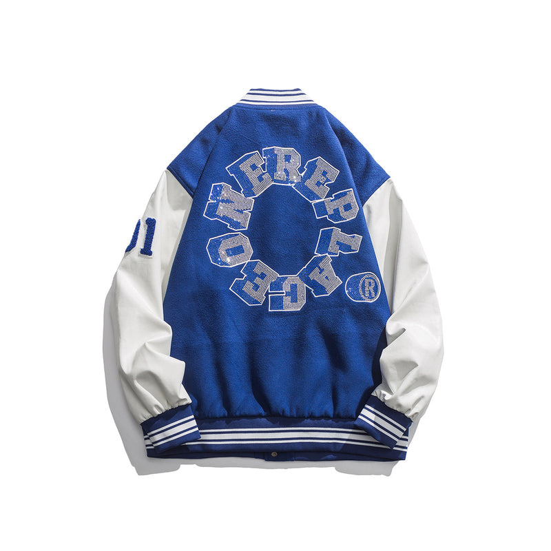 College Jacket Autumn Retro Trend Multicolor Printed Casual Baseball Uniform